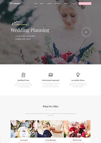简约婚庆婚礼策划婚宴布置网站html模板