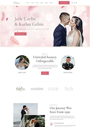 粉色浪漫婚纱摄影婚礼策划公司html模板
